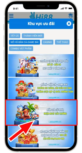 Bước 2: Chọn "BẮN CÁ CỪ KHÔI".
